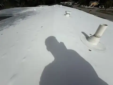 White roof around a vent after the soft wash