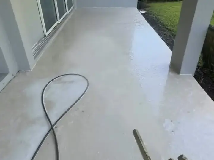 Covered back porch in Riverview after cleaning
